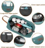 Wogarl Toiletry Bag for Men, Leather and Canvas Travel Toiletry Bag Dopp Kit Shaving Bag for Travel Accessories (Army Green) - Image 5